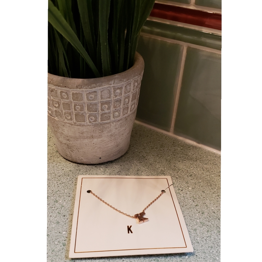 "K" FRANCESCA'S Necklace Rose Gold Color Initial